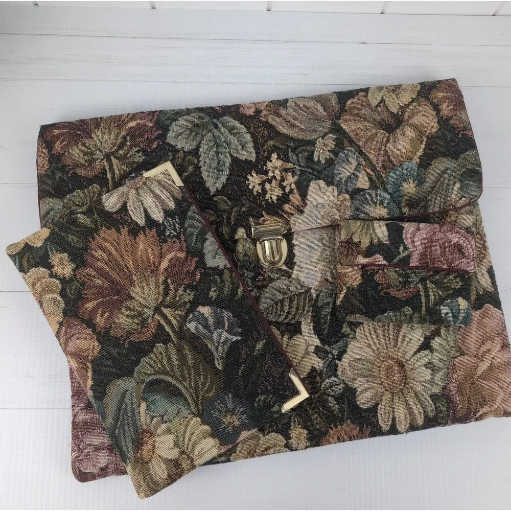 Vintage Charles of Laguna Floral Tapestry Laptop Bag & Accessories Grannycore